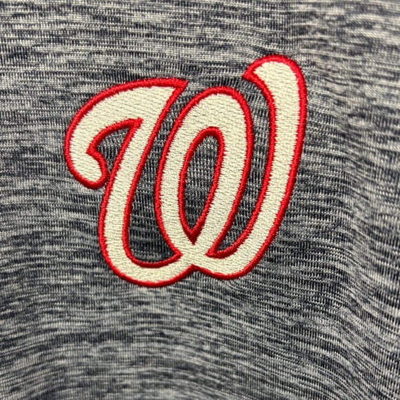Men’s Lg Columbia Heathered Charcoal 1/4-Zip Washington Nationals Pullover, GUC. - Picture 4 of 7
